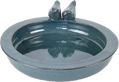 Fallen Fruits Bird Baths Fallen Fruits Ceramic Bird Bath Round Blue
