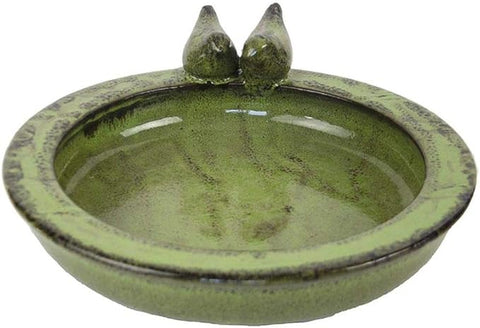 Fallen Fruits Bird Baths Fallen Fruits Ceramic Bird Bath Round Green