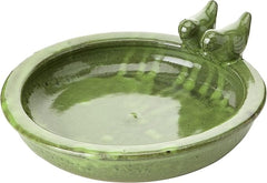 Fallen Fruits Bird Baths Fallen Fruits Ceramic Bird Bath Round Green