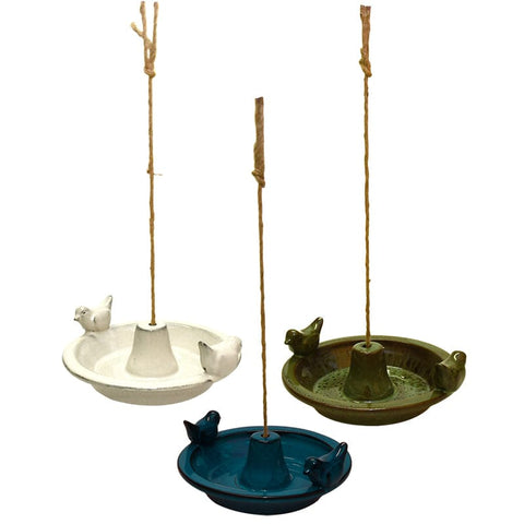 Fallen Fruits Bird Baths Fallen Fruits Hanging Ceramic Bird Bath Feeder Assorted Colours