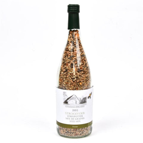 Fallen Fruits Bird Feeders Fallen Fruits Seed Mix in Wine Bottle