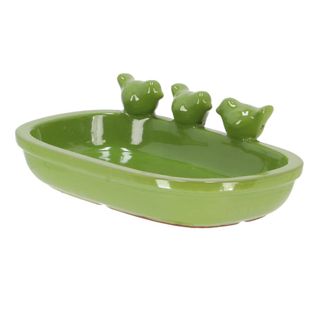 Fallen Fruits Bird Baths Fallen Fruits Stoneware Bird Bath - Green