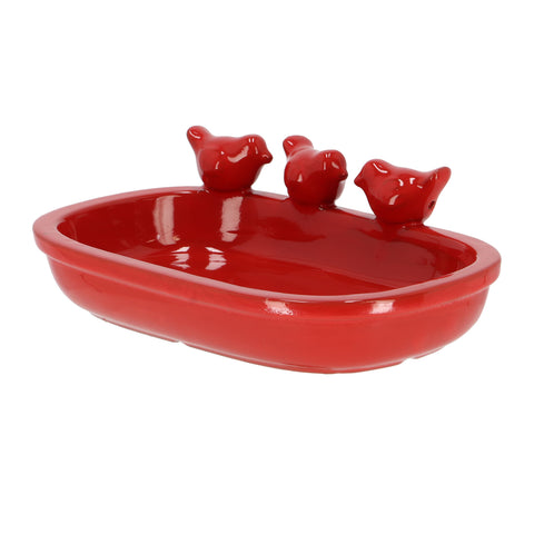 Fallen Fruits Bird Baths Fallen Fruits Stoneware Bird Bath - Red