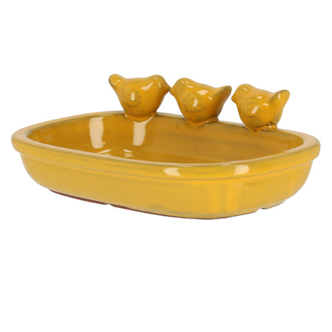 Fallen Fruits Bird Baths Fallen Fruits Stoneware Bird Bath - Yellow