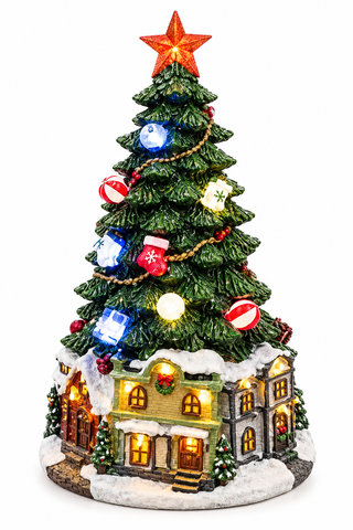 Shatchi 30cm Battery Operated LED Resin Tree Village Scene