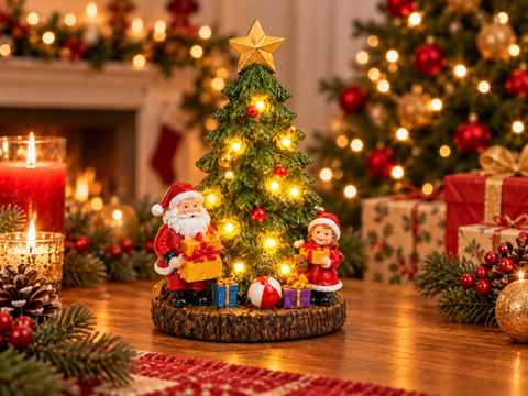 Shatchi 15.2cm Battery Operated LED Resin Tree - Assorted Designs