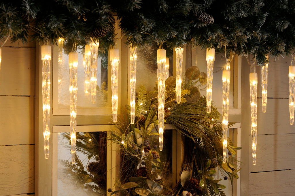 Festive String Lights Christmas Festive 24 Icicle Lights Warm White & Cool White 72L