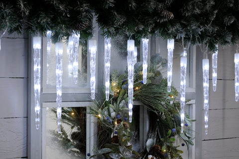 Festive String Lights Christmas Festive 24 Icicle Lights Warm White & Cool White 72L