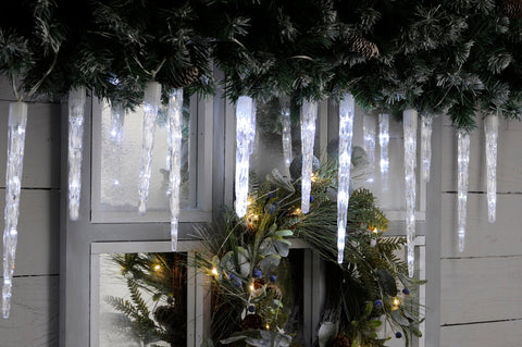 Festive String Lights Christmas Festive 24 Icicle Lights White & Multi Coloured 72L