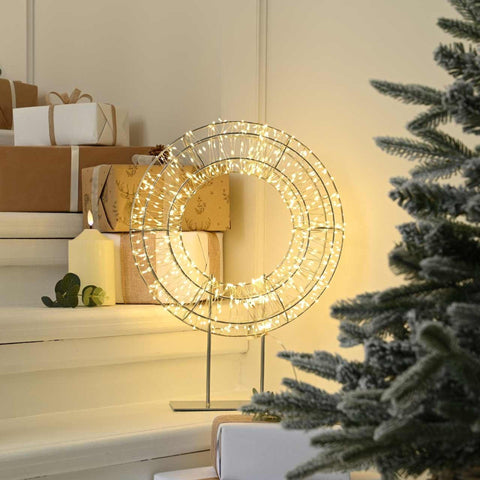 Festive Christmas Wreath Festive 45cm Dewdrop Wreath on Stand 720 Warm White LEDs