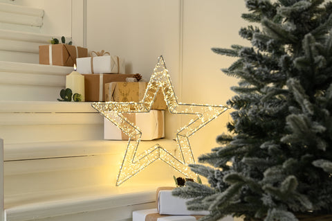 Festive LED Stars Festive 50cm Dewdrop Star on Stand 1440 Warm White LEDs