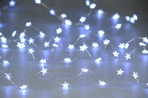 Festive String Lights Christmas Festive 80L B/O Dewdrop Star Light White