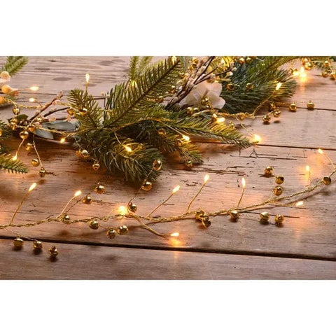 Festive String Lights Christmas Festive 90 LED Gold Bell Lights, Warm White Led