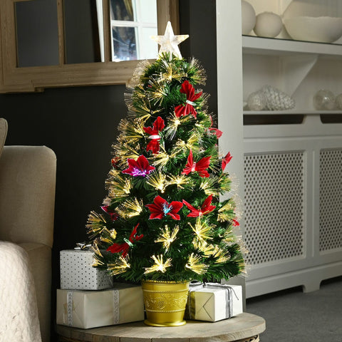 Festive 90cm fibre Optic Tree Butterflies and Flowers