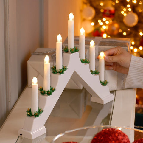 Festive Candle Bridges Festive B/O 7 LEDs White Candle Bridge