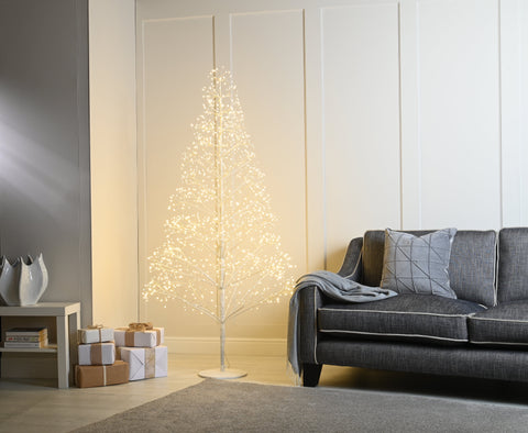 Festive Twig Trees Festive Christmas 150cm Lit Microdot Starburst Tree White