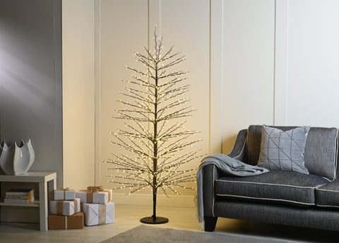 Festive Twig Trees Festive Christmas 180cm Lit Microdot Xmas Tree - Black Twinkling