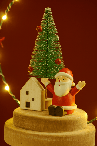 Festive Wooden Models & Scenes Festive Christmas 19cm B/O Lit Wire Ring With Santa on Base