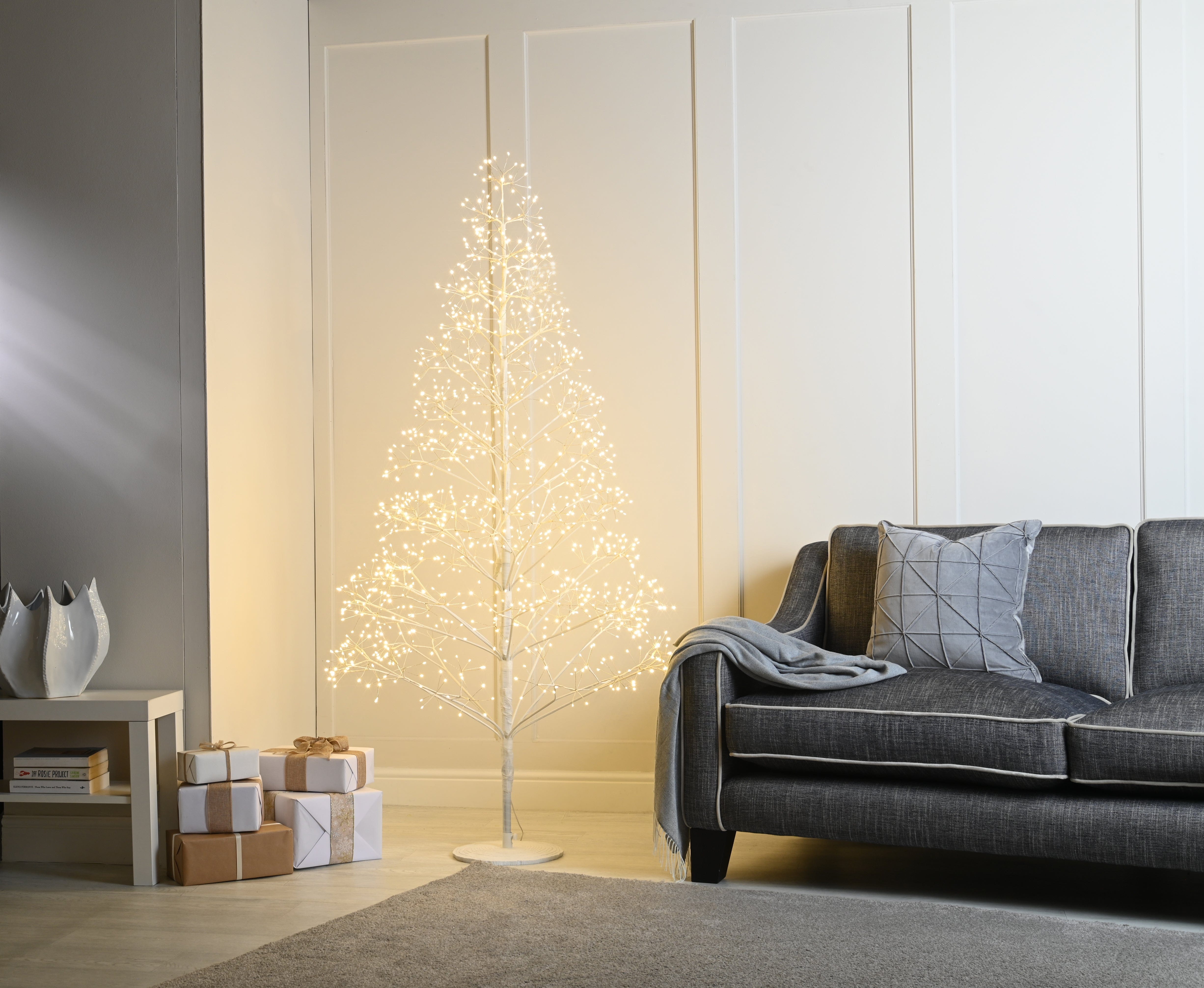 Festive Twig Trees Festive Christmas 210cm Lit Microdot Starburst Tree White