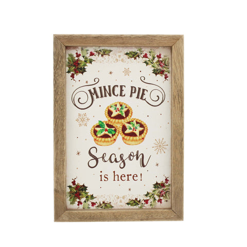 Festive Signs Xmas Festive Christmas 21cm White Wooden Mince Pie Season Sign