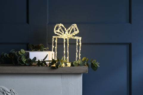 Festive Acrylic LED Figurines Festive Christmas 22cm Lit Acrylic Present