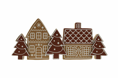 Festive Wooden Models & Scenes Festive Christmas 24cm Wooden Gingerbread Street Ornament