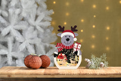 Festive Wooden Models & Scenes Festive Christmas 25cm B/O Lit Wooden Reindeer Scene ***NO SKU OR SELL PRICE