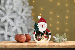 Festive Wooden Models & Scenes Festive Christmas 25cm B/O Lit Wooden Santa Scene