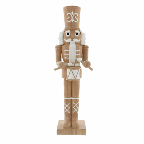 Festive Nutckrackers Festive Christmas 26cm Wood Effect and White Nutcracker with Drum