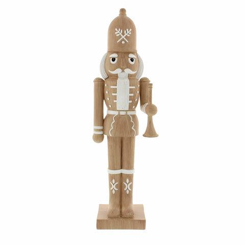 Festive Nutckrackers Festive Christmas 26cm Wood Effect and White Nutcracker with Trumpet