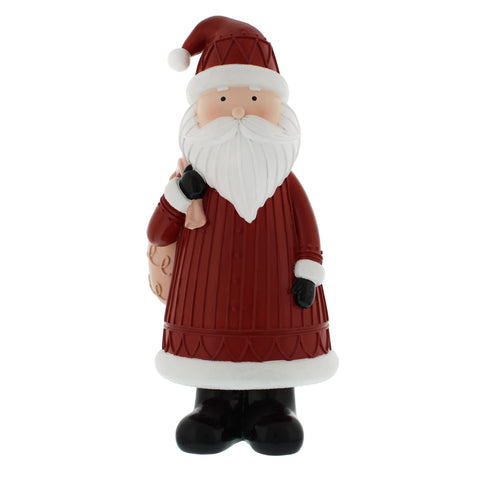 Festive Santa Figurines Festive Christmas 28cm Red and White Resin Santa with Sack