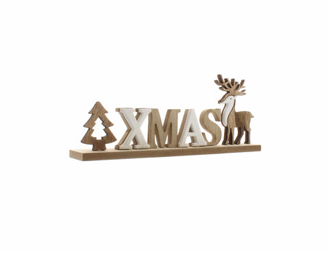 Festive Signs Xmas Festive Christmas 28cm Wooden Xmas Reindeer Sign