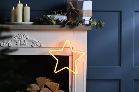 Festive LED Stars Festive Christmas 30 x 29cm Neon Flex Hanging Star
