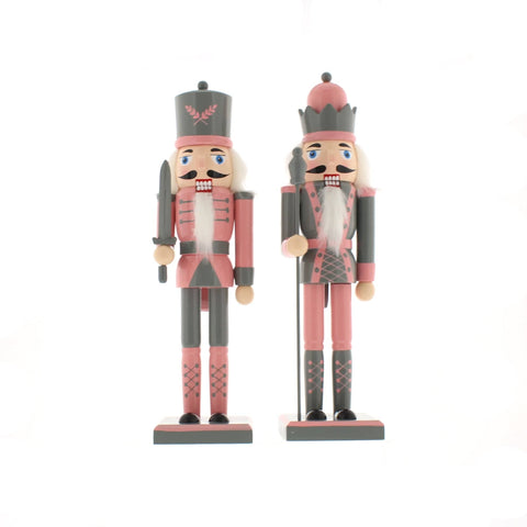 Festive Nutckrackers Festive Christmas 30cm Assorted Wooden Blush Pink and Silver Nutcrackers ***NO SKU OR SELL PRICE