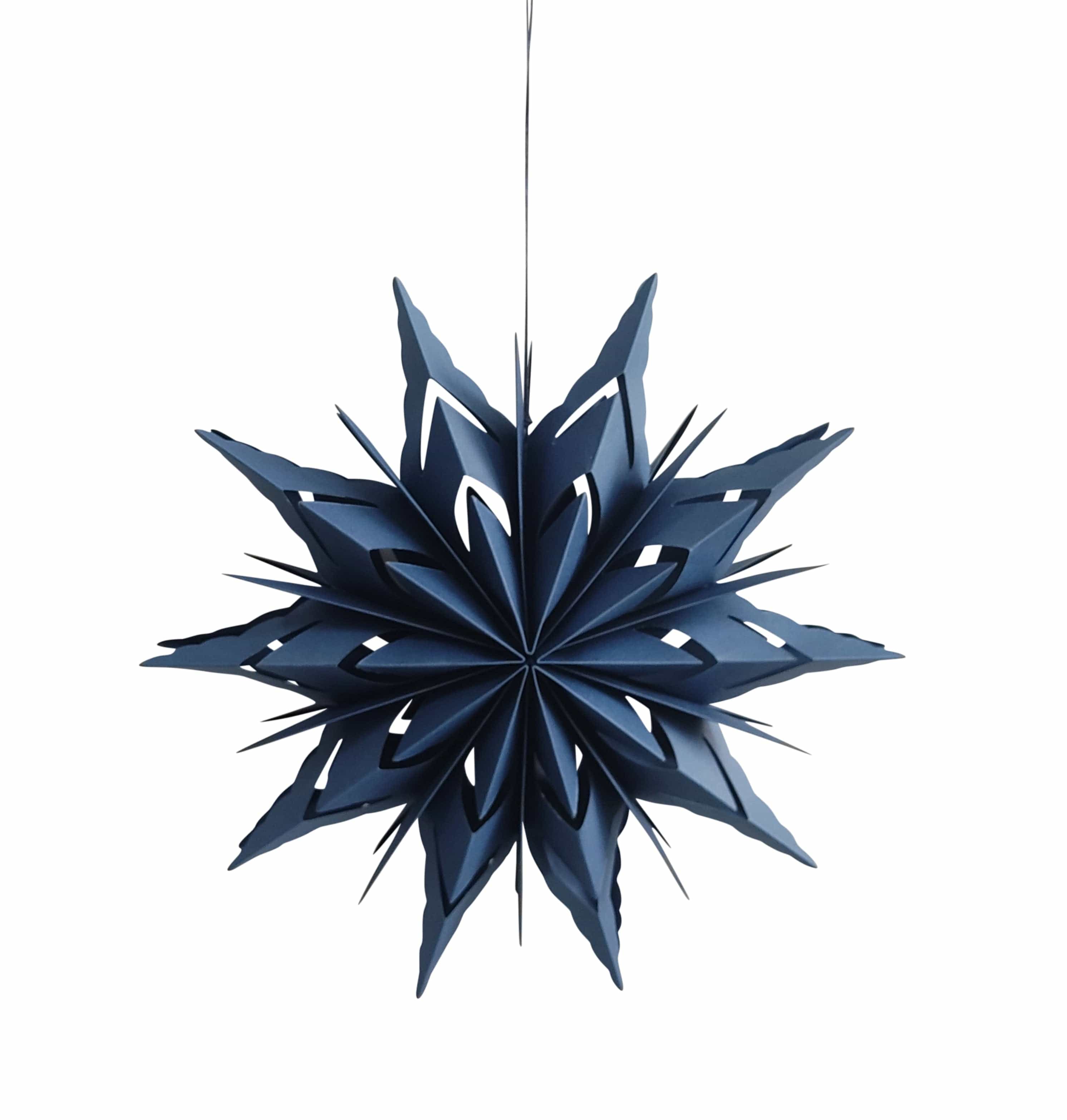 Festive Hangers Xmas Festive Christmas 30cm Hanging Blue Foldable Paper 10 Point Star
