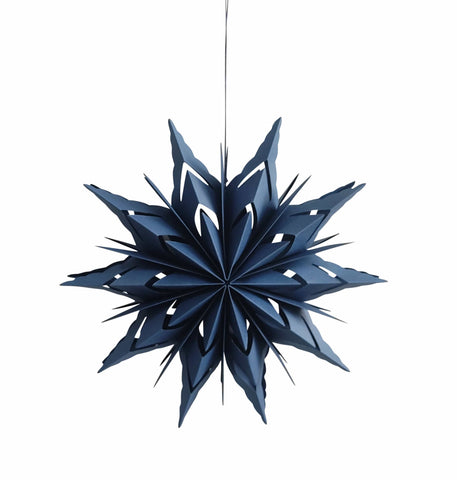 Festive Hangers Xmas Festive Christmas 30cm Hanging Blue Foldable Paper 10 Point Star