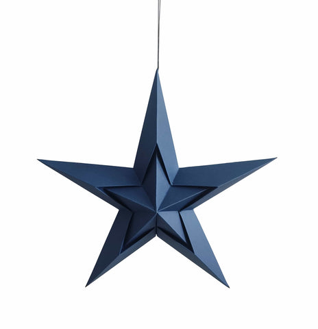 Festive Hangers Xmas Festive Christmas 30cm Hanging Blue Foldable Paper 5 Point Star