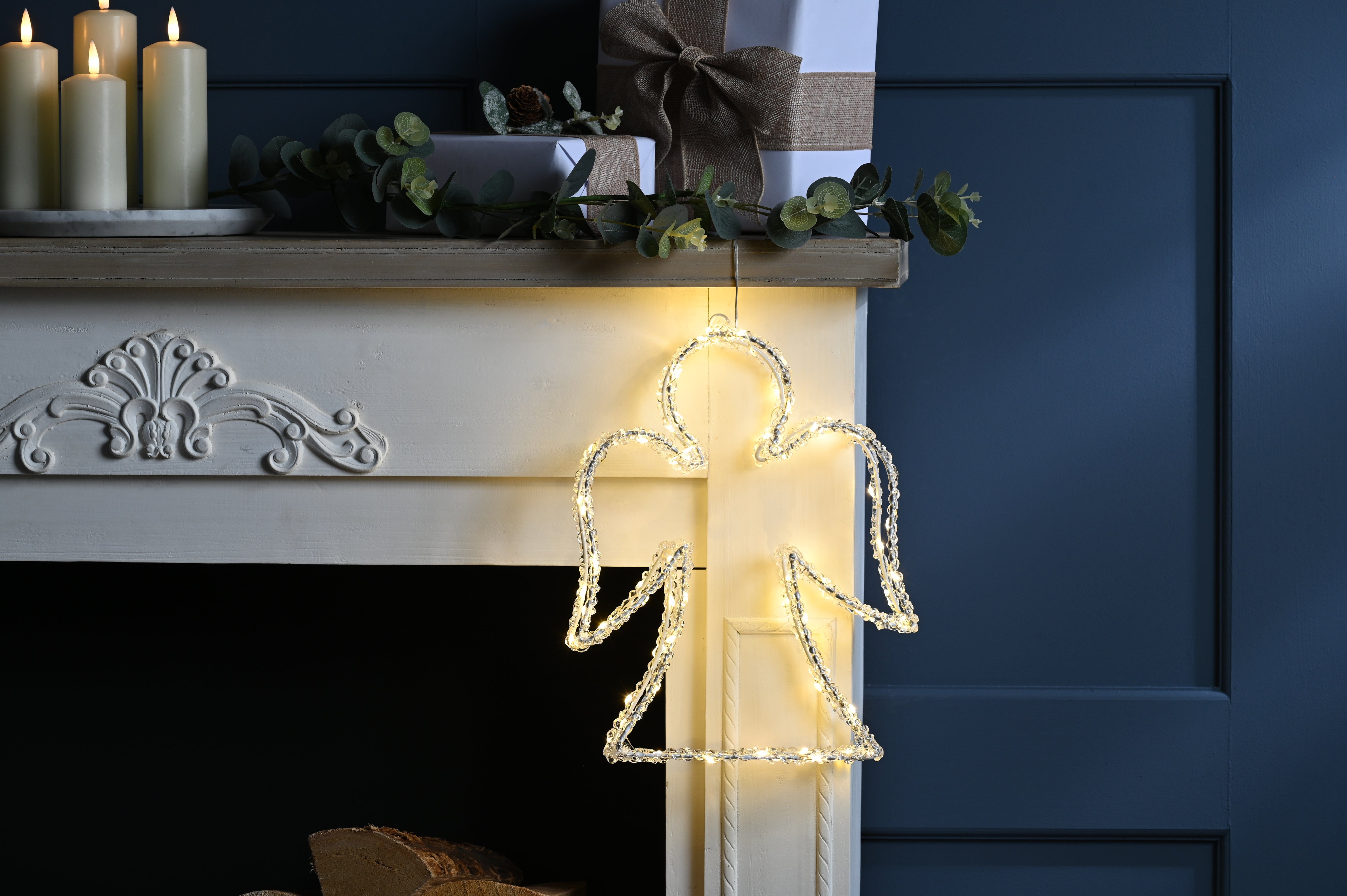 Festive Acrylic LED Figurines Festive Christmas 32cm Lit Acrylic Angel