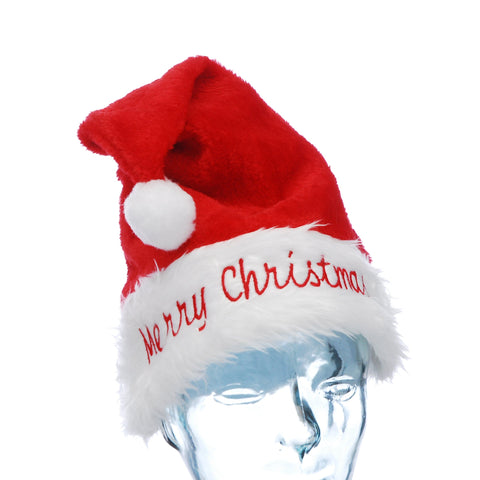 Festive Christmas Hats Festive Christmas 42cm Red Fleece Plush Santa Hat Merry Christmas