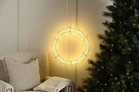 Festive Christmas Wreath Festive Christmas 50cm Dewdrop Wreath on Stand 1440 Warm White LEDs - Large