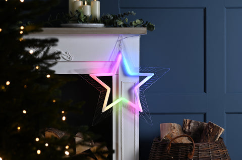 Festive LED Stars Festive Christmas 50cm Lit 25 Functions Colour Changing RGB Star