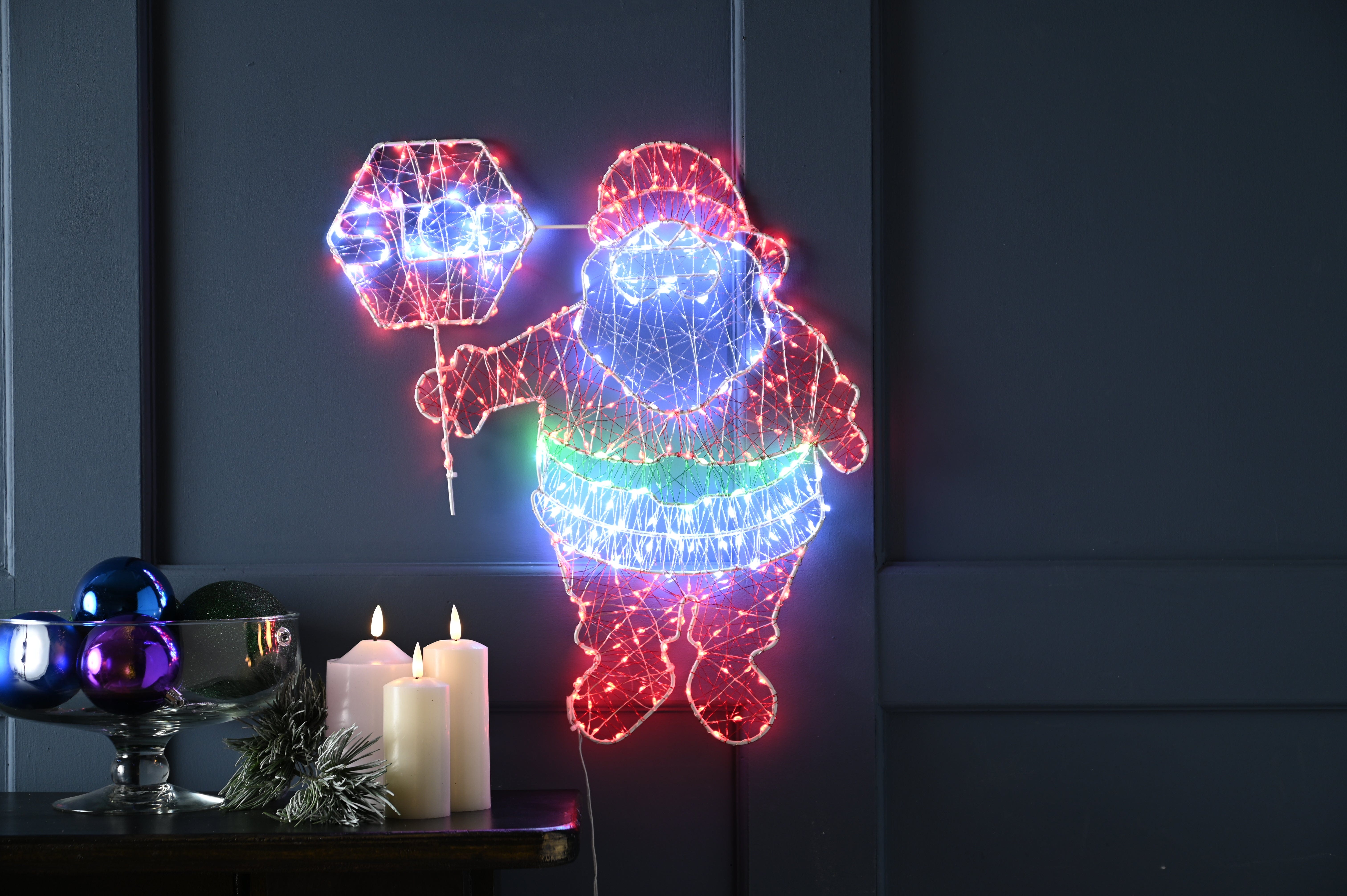 Festive LED Figurines Festive Christmas 50cm Santa Dewdrop Wall Light