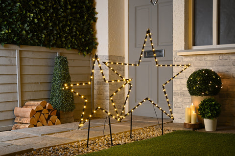 Festive LED Stars Festive Christmas 60cm Dewdrop Star with Garden Stakes