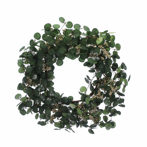 Festive Christmas Wreath Festive Christmas 60cm Green Eucalyptus Wreath with Cream Berries