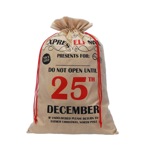 Festive Sacks Xmas Festive Christmas 60cm Hessian EXPRESS ELF sack