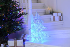 Festive LED Wreaths Festive Christmas 60cm Silver Shimmer Tree Blue Twinkling LED