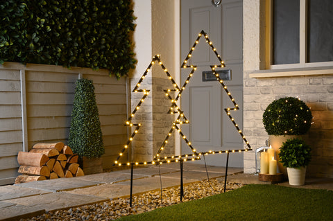 Festive LED Stars Festive Christmas 80 x 60cm Dewdrop Tree with Garden Stakes