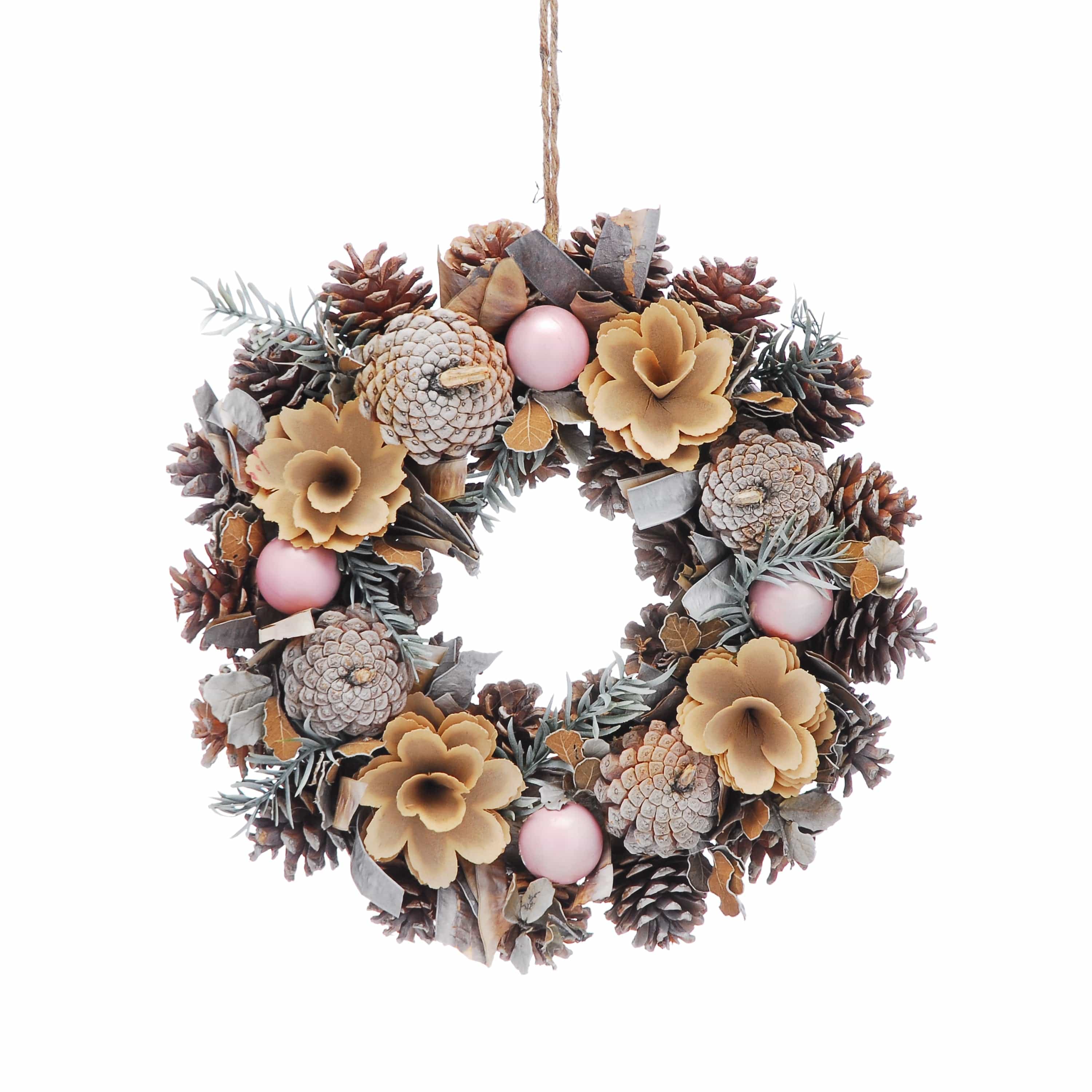Festive Christmas Wreath Festive Christmas Blush Pink and Cream Wreath 36cm ***NO SKU OR SELL PRICE