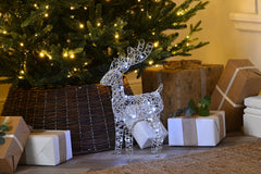 Festive LED Deer Festive Christmas BO 37cm Lit Silver Shimmer Reindeer White LEDs
