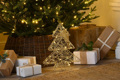Festive LED Mesh Trees Festive Christmas BO Gold Lit Shimmer Tree With Timer 40cm